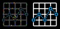 Glossy Mesh Carcass Dotted Line Grid Plot Icon with Light Spots