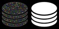 Flare Mesh 2D Coin Stack Icon with Flare Spots Royalty Free Stock Photo