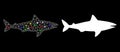 Glossy Mesh 2D Shark Icon with Flash Spots Royalty Free Stock Photo