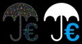 Flare Mesh Network Euro Umbrella Icon with Light Spots
