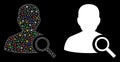Bright Mesh 2D Find User Icon with Flash Spots Royalty Free Stock Photo