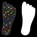 Flare Mesh Network Foot Icon with Flare Spots Royalty Free Stock Photo