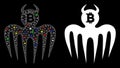 Glossy Mesh Network Bitcoin Spectre Devil Icon with Flare Spots