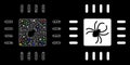 Glowing Mesh 2D Processor Bug Icon with Flash Spots