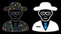 Glowing Mesh Carcass Scientist Icon with Light Spots