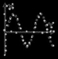Flare Mesh Wire Frame Sine Plot with Light Spots Royalty Free Stock Photo