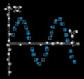 Flare Mesh Network Sine Plot with Flare Spots Royalty Free Stock Photo
