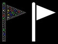 Flare Mesh 2D Triangle Flag Pointer Icon with Flare Spots Royalty Free Stock Photo