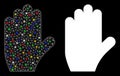 Flare Mesh Network Voting Hand Icon with Flare Spots