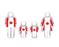 Glossy metal badge icon in man, woman and childrens shapes with Canada flag, infographic element on white Royalty Free Stock Photo