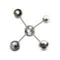 Glossy metal balls in abstract chemical structure on white Royalty Free Stock Photo