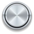 Glossy metal button. Round multimedia control element