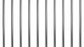 Glossy metal prison bars. Isolated iron rods background. 3D rendering.