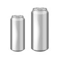 Glossy metal silver aluminium beer can. Can be used for alcohol, energy drink, soft drink, soda, fizzy pop, lemonade, cola. Vector