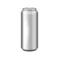 Glossy metal silver aluminium beer can. Can be used for alcohol, energy drink, soft drink, soda, fizzy pop, lemonade, cola. Vector