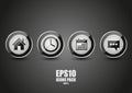 Glossy metallic black icons part 5 Royalty Free Stock Photo