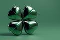 Glossy metallic four leaf clover, saint patrick's day. Generative AI Royalty Free Stock Photo