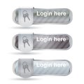 Glossy metallic login buttons with keys icon