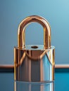 Glossy metallic padlock on a reflective surface Royalty Free Stock Photo