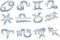 Glossy metallic zodiac symbols