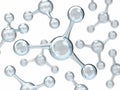 Glossy molecule or atom on white background. Abstract clean water molecule structure for science or medical background Royalty Free Stock Photo