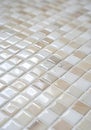 Glossy Mosaic Tile Surface With Neutral Beige And White Squares For Interior Design Royalty Free Stock Photo