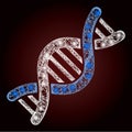 Glowing Network Mesh Genetic Molecule with Light Spots