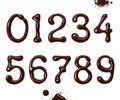 Glossy numbers made of chocolate, isolated on a white background Royalty Free Stock Photo