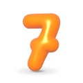 Glossy orange balloon number seven. 3d realistic design element. For Sales