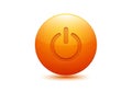 Glossy orange power button icon on white background Royalty Free Stock Photo