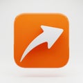 Glossy Orange Square Icon with a White Curved Arrow Symbolizing Sharing or Uploading share Royalty Free Stock Photo