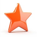 Glossy Orange Star Shape with Smooth Surface and Bright Reflection on White Background Royalty Free Stock Photo