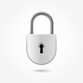 Glossy padlock for skeleton key, brand new rural padlock icon with classic keyhole