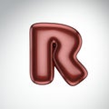 Glossy paint letter R. 3D render of bubble font with glint isolated on white background Royalty Free Stock Photo