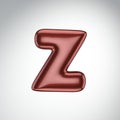 Glossy paint letter Z. 3D render of bubble font with glint isolated on white background Royalty Free Stock Photo