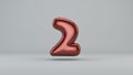 Glossy paint number 2. 3D render of bubble font with glint Royalty Free Stock Photo