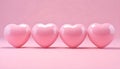 Glossy pale pink hearts on a pale pink background. Modern minimalism