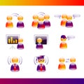 Glossy People Communication Icons