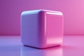 Glossy pink cube container packaging design on pink background Royalty Free Stock Photo