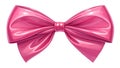 Glossy Pink Satin Bow with 3D Highlights on White Background Royalty Free Stock Photo
