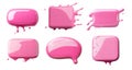 Glossy pink speech bubbles collection with dripping paint design Royalty Free Stock Photo