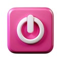 Bright pink square button with a white power symbol for on off control Royalty Free Stock Photo