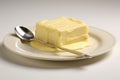 Glossy Plate piece butter. Generate AI Royalty Free Stock Photo