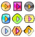 Glossy Play Button Icon Set