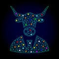 Vector Polygonal Mesh Cow Boss with Glowing Spots for Chistmas Royalty Free Stock Photo