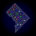 Raster Carcass Mesh Map of District Columbia with Light Spots for Christmas Royalty Free Stock Photo