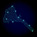 Polygonal Carcass Mesh Map of Eritrea with Light Spots