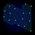 Polygonal 2D Mesh Map of Libya with Light Spots