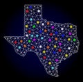 Vector Polygonal Mesh Map of Texas State with Glare Spots for Christmas