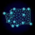 Polygonal 2D Mesh Map of Washington State with Light Spots Royalty Free Stock Photo